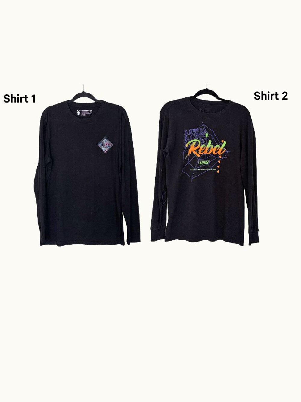 TWO Dutch Bros. Long Sleeve Black T-Shirts - Size Large